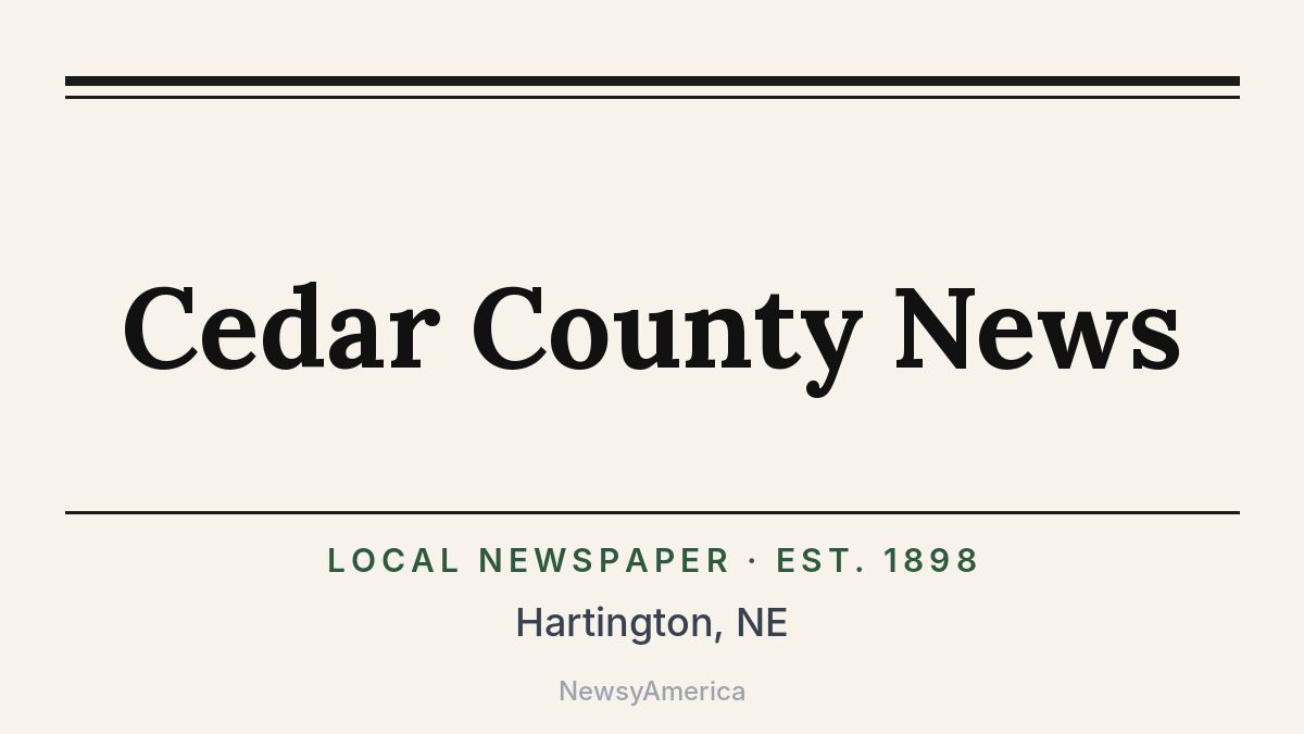 Cedar County News – Hartington, NE