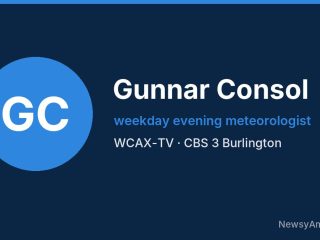 Gunnar Consol, weekday evening meteorologist, WCAX-TV
