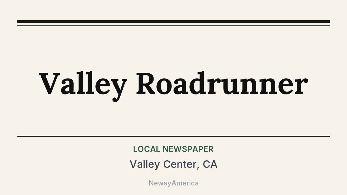 Valley Roadrunner – Valley Center, CA